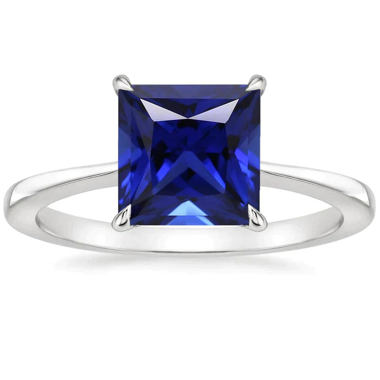 Bague Saphir Carrée Solitaire Gemme