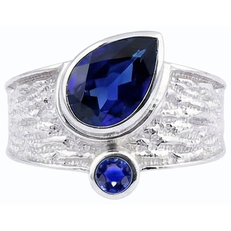 Bague Saphir Ceylan Pierres Précieuses Style Antique 2.75 Carats Bijoux Femme