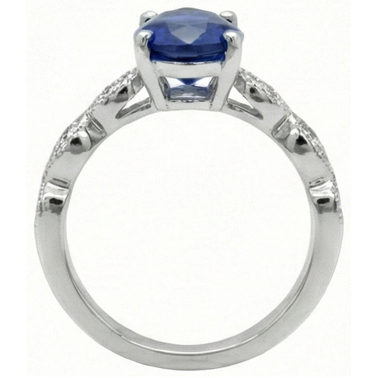Bague Saphir Ceylan Poire Bijoux Pierres Précieuses Avec Diamants 2.50 Carats