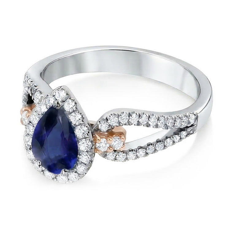 naturel pear diamant 2carats bague vue de profil