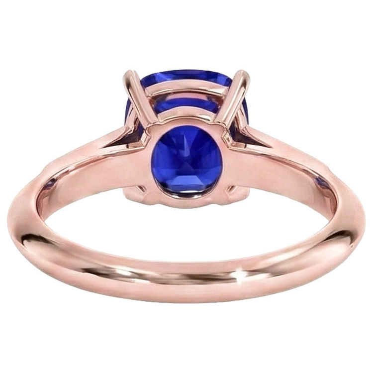 Bague Saphir Coussin Ceylan Style Vintage 5 Carats Accents Or Rose