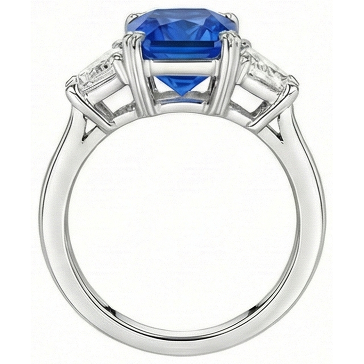 naturel radiant diamant 3carats bague vue de profil