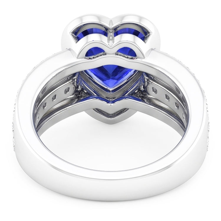 Bague Saphir Diamant Or Avec Veste 4.50 Carats Lunette & Pavé