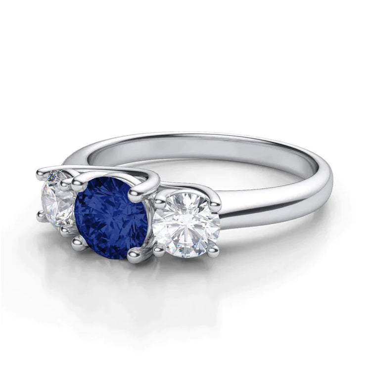 Bague Saphir Et Diamant 3 Pierres