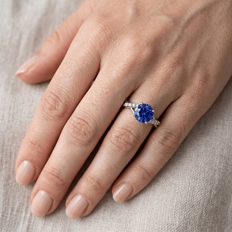Bague Saphir GIA CERTIFIÉ Diamants 2,86 Carats