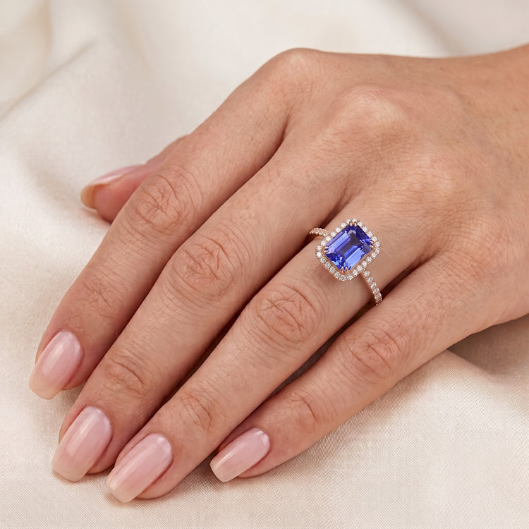 Bague Saphir Naturel 3.50 Carats - Or Rose 14K