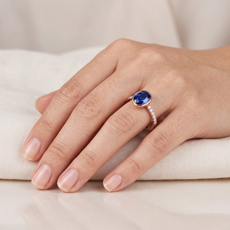 Bague Saphir Naturel 3.50 Carats - Or Rose 14K