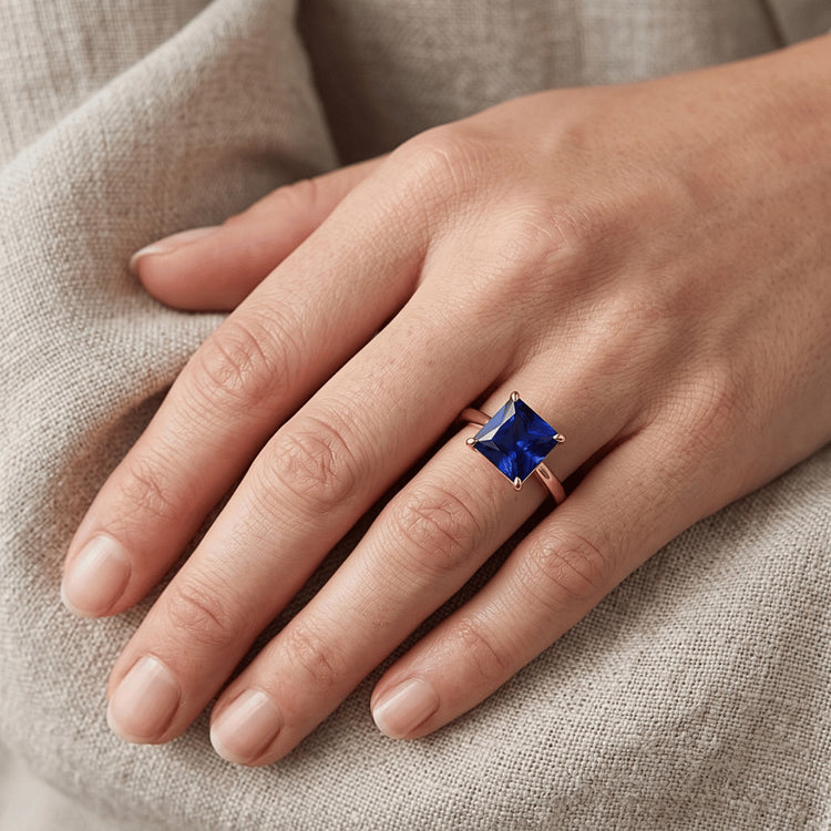 Bague Saphir Naturel 3.50 Carats - Or Rose 14K