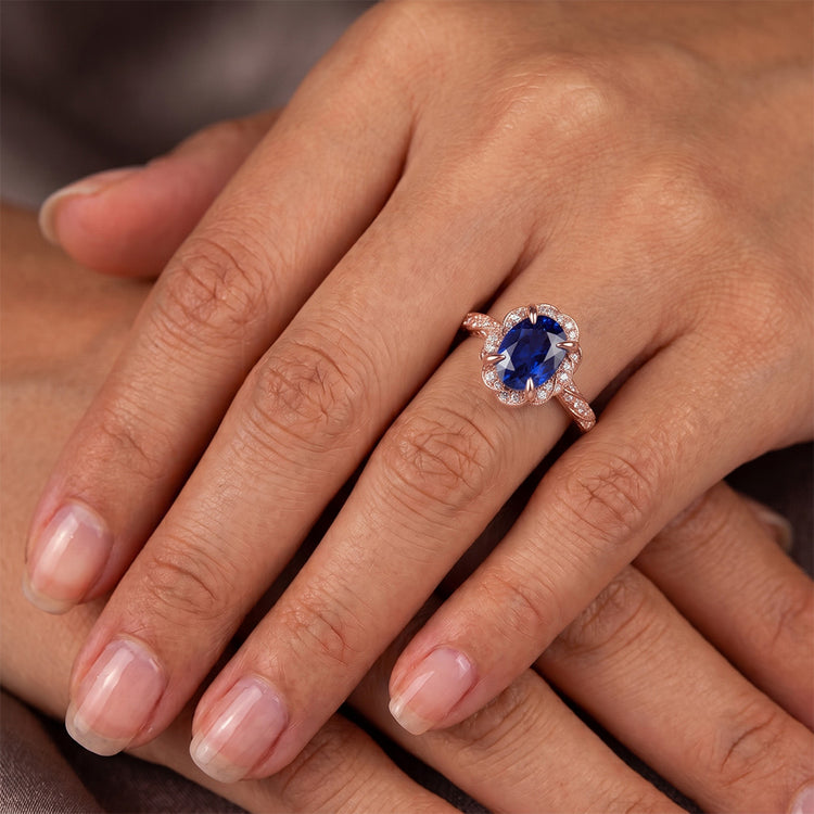 Bague Saphir Naturel 3.50 Carats - Or Rose 14K