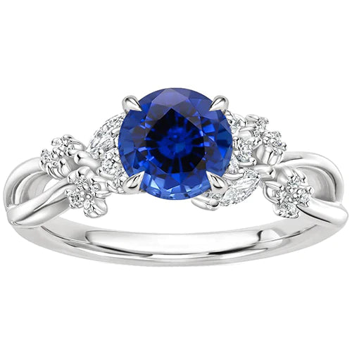 Bague Saphir Naturel 3 Carats Avec Diamant