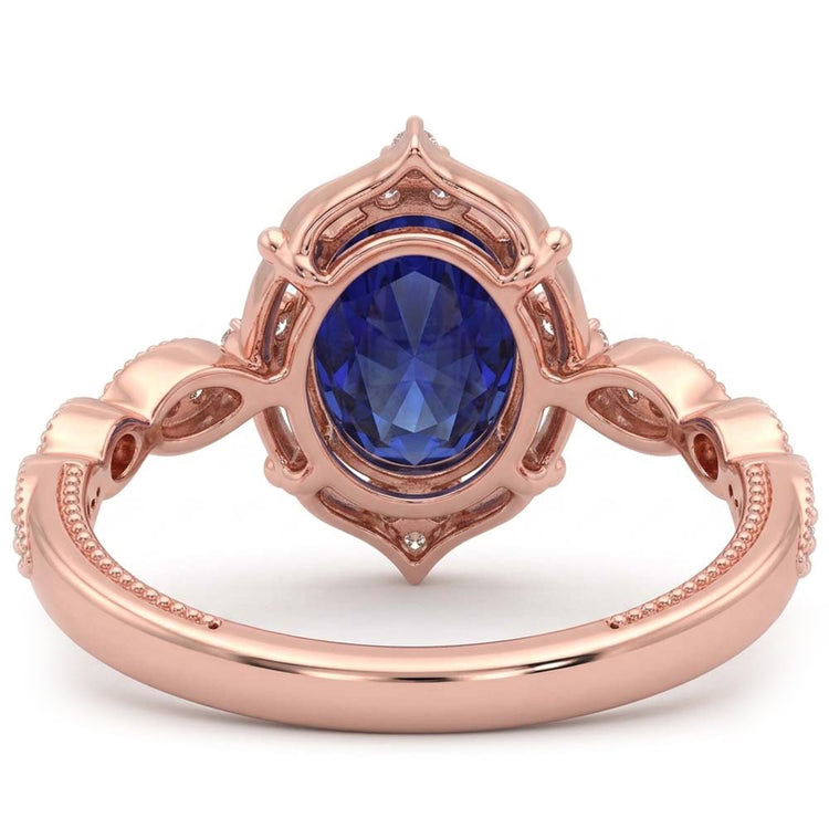 Bague Saphir Naturel 3 Carats - Or Rose 14K