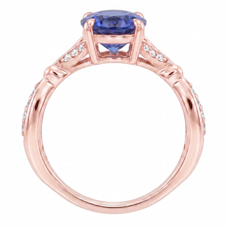 Bague Saphir Naturel 3 Carats - Or Rose 14K