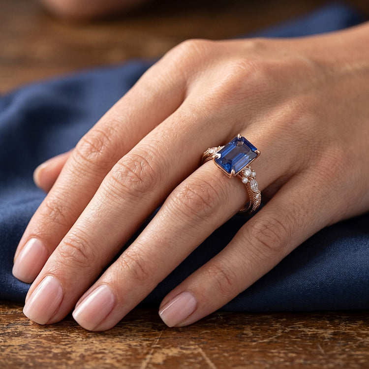 Bague Saphir Naturel 4 Carats - Or Rose 14K