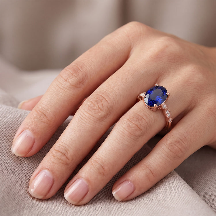 Bague Saphir Naturel 4 Carats - Or Rose 14K