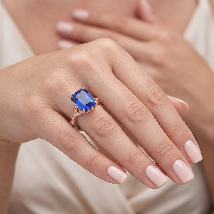 Bague Saphir Naturel 4 Carats - Or Rose 14K