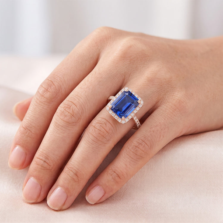 Bague Saphir Naturel 5.25 Carats - Or Rose 14K