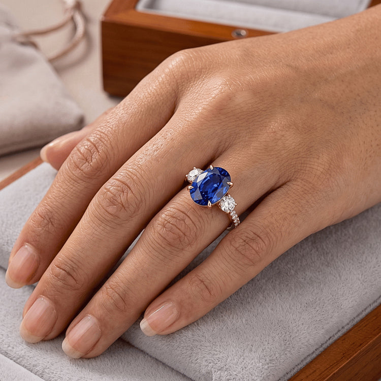 Bague Saphir Naturel 5 Carats - Or Rose 14K