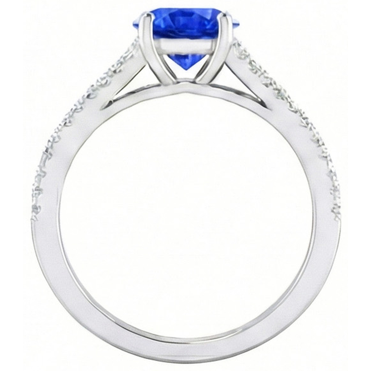 naturel round diamant 3.20carats bague vue de profil