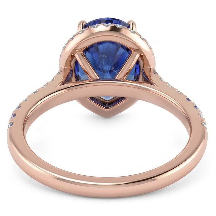 Bague Saphir Srilanka Halo Or Rose & Bijoux Diamants 4 Carats