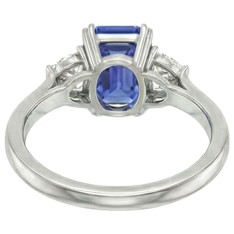 Bague Saphir Taille Émeraude 11 Carats