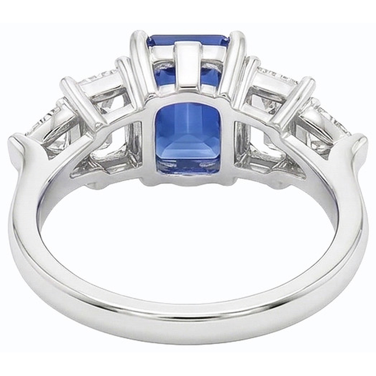 Bague Saphir Taille Émeraude Bleu Paon