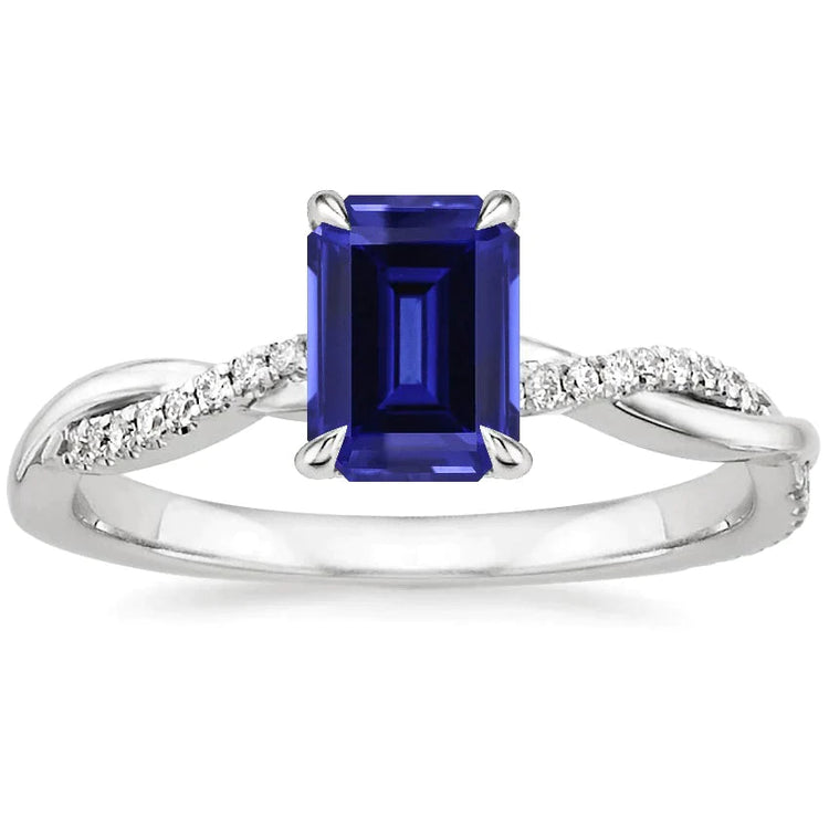 Bague Saphir Taille émeraude Torsadée