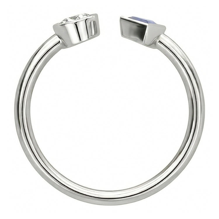 Bague Saphir Toi et Moi Diamant Rond & Trillion Lunette 1 Carat