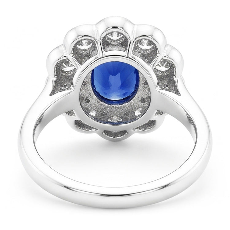 Bague Saphir de Type Antique Victorienne Halo