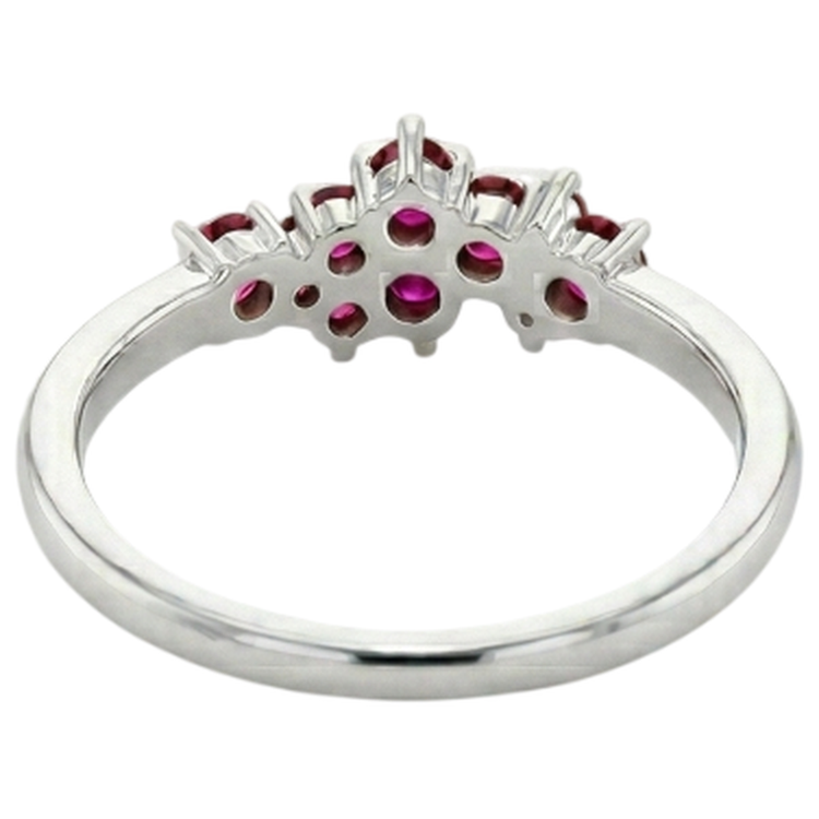 Bague Serti Griffe Pierres Rubis Or Blanc 14K 1 Carat