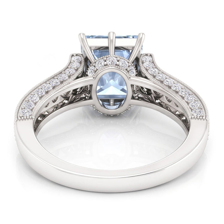 Bague Sertie De Griffes 8.50 Carats Aigue-Marine Avec Diamants Naturels Extraits des Mines ( et non cultivés en laboratoire ) Or Blanc 14K