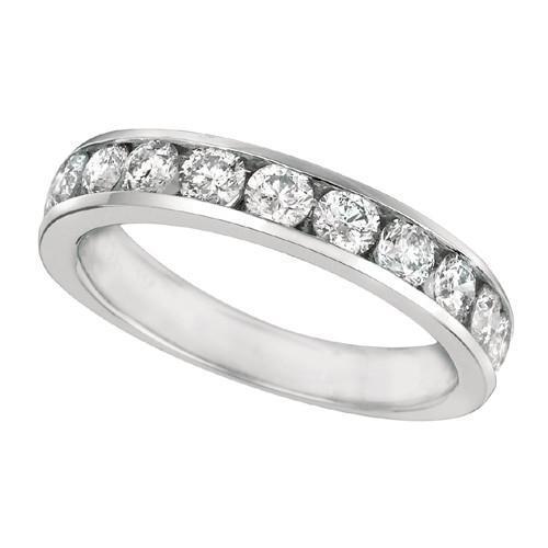 Bague Sertie De Réel Diamants Ronds Brillants De 2.40 Carats En Or Blanc 14K