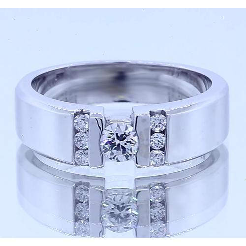 Bague Simple 1 Carat Réel Diamant Rond Or Blanc 14K Vs1 F