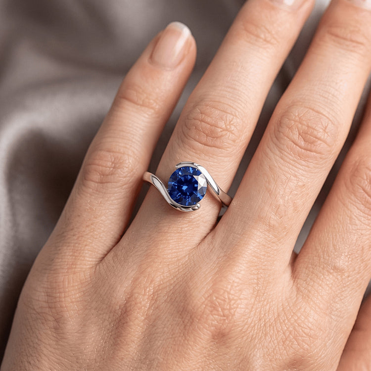 Bague Solitaire 2 Carats Ceylan Saphir Tension Style Bijoux Or