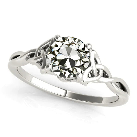 Bague Solitaire Ancienne Mine Cut Réel Diamant Trinité Noeud Style 2 Carats