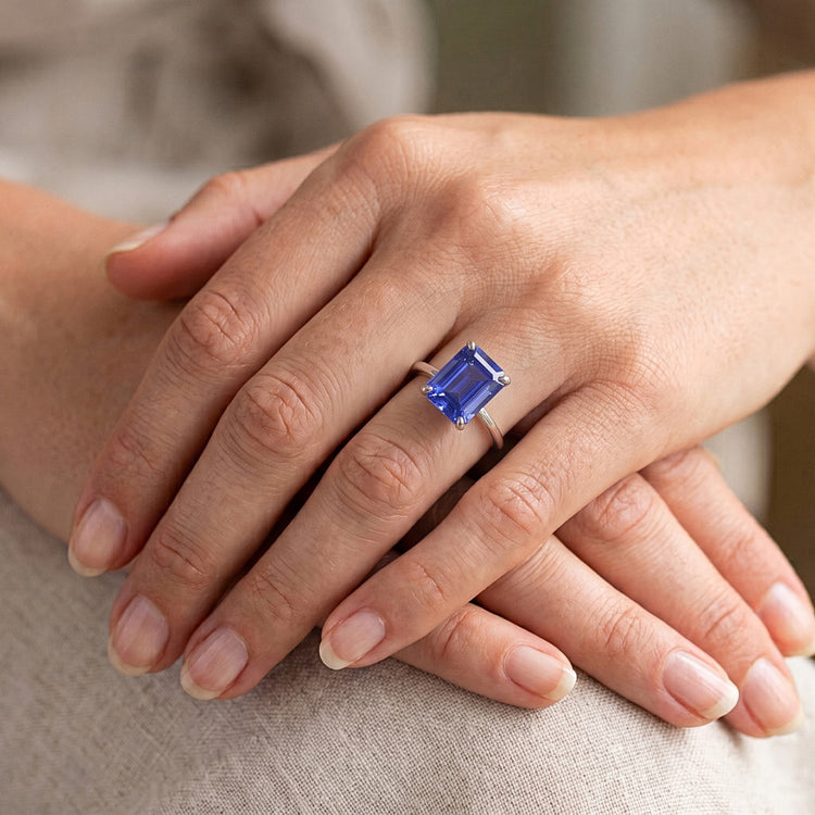 Bague Solitaire Anniversaire Emeraude Ceylan Saphir 3 Carats