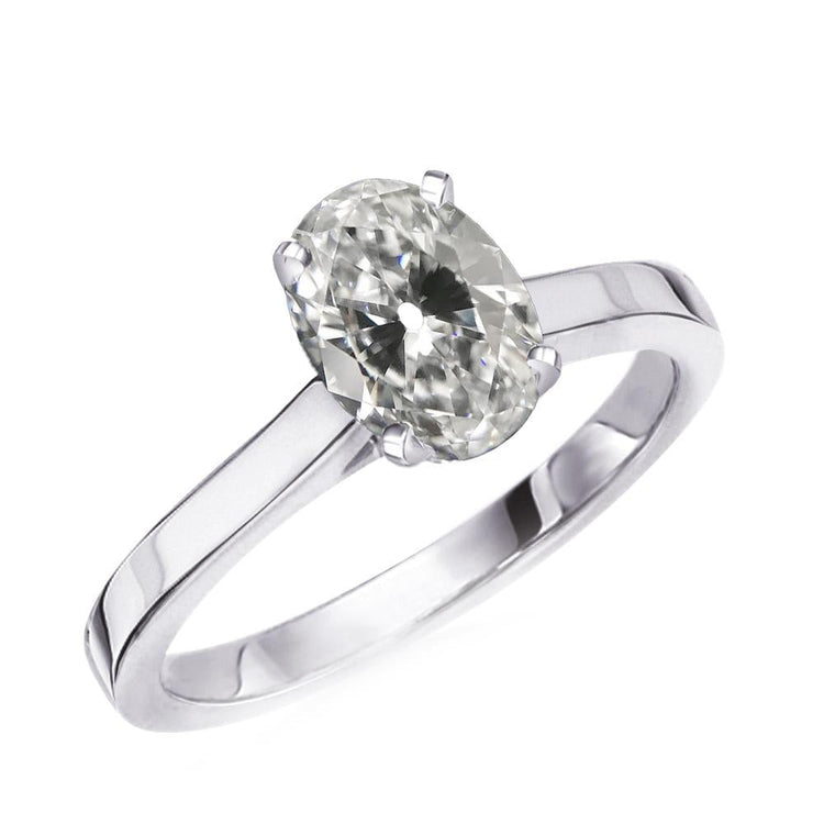 Bague Solitaire Anniversaire Ovale Vieux mineur Véritable Diamant Sertie 4 Carats