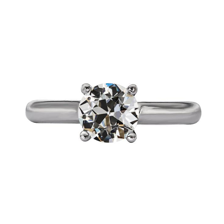 Bague Solitaire Anniversaire Ronde Vieux mineur Naturel Diamant Sertie De Griffes 2 Carats