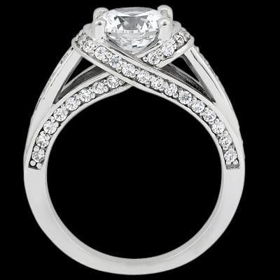 Bague Solitaire Anniversaire Véritable Diamant 2.01 Carats Avec Accents Or Blanc 14K