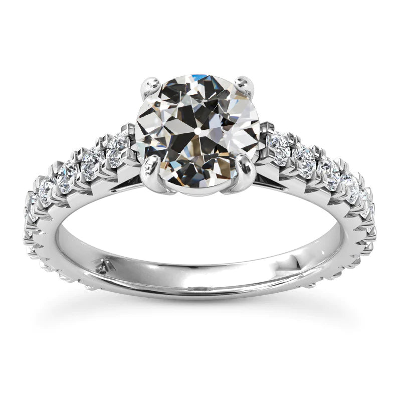 Bague Solitaire Aux Accents Réel Diamant Rond Vieux Mineur 6.50 Carats