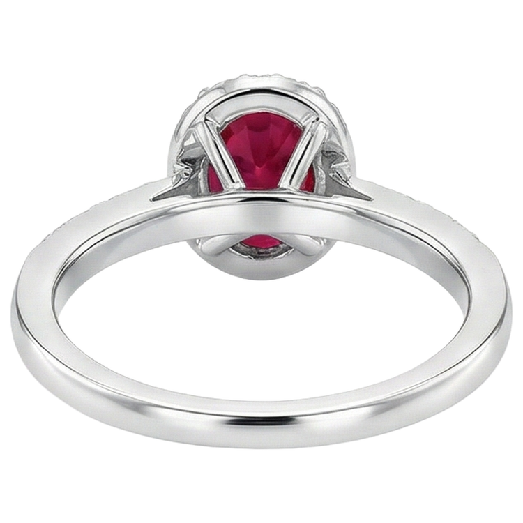 naturel oval rubis 3.85carats bague sur blanc
