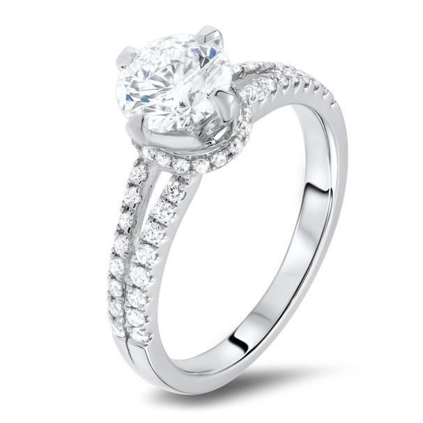 Bague Solitaire Avec Accent 3.20 Carats Véritable Diamant Taille Ronde