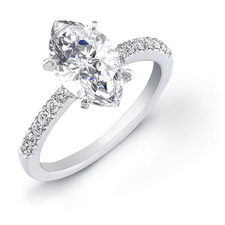 Bague Solitaire Avec Accent 3.50 Carats Marquise Et Réel Diamants Taille Ronde