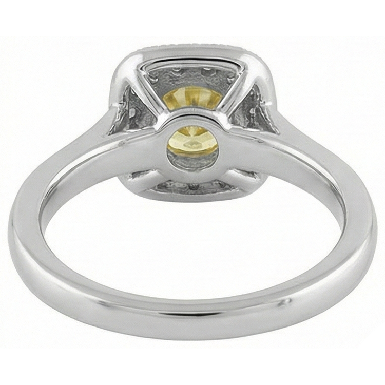 Bague Solitaire Avec Accent Saphir Jaune 3.5 Ct Et Diamants Naturels Extraits des Mines ( et non cultivés en laboratoire )
