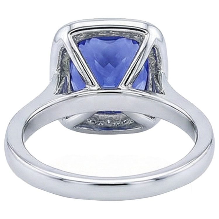 Bague Solitaire Avec Accent Tanzanite 18 Ct Avec Diamants Or Blanc