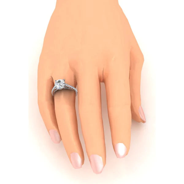 Bague Solitaire Avec Accents 2.75 Carats Réel Diamant
