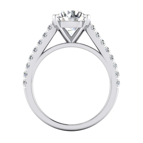 Bague Solitaire Avec Accents 2.75 Carats Réel Diamant