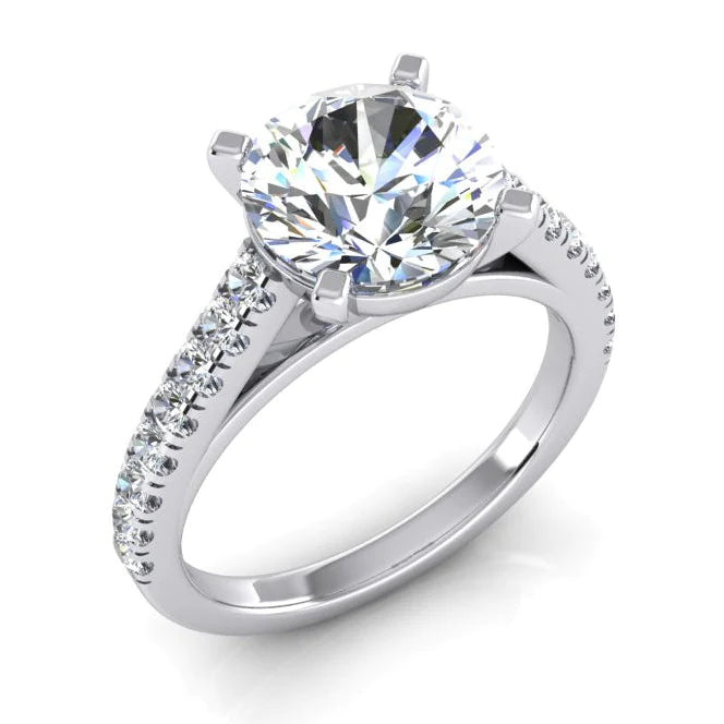 Bague Solitaire Avec Accents 2.75 Carats Réel Diamant