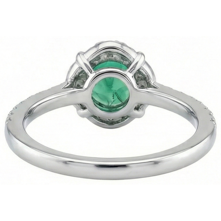 Bague Solitaire Avec Accents 3.40 Ct Émeraude Vert Et Diamants Naturels Extraits des Mines ( et non cultivés en laboratoire ) Or Blanc 14K