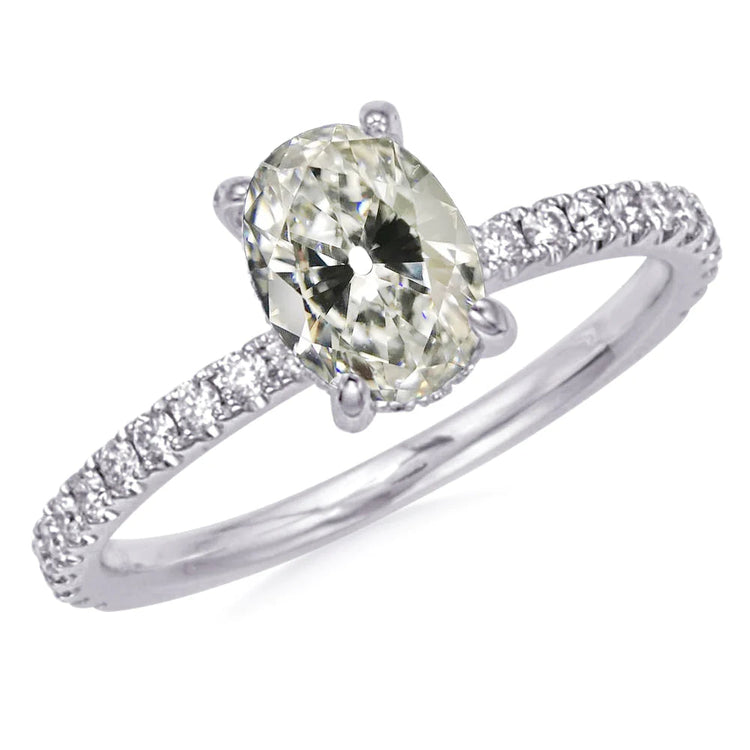 Bague Solitaire Avec Accents Rond & Ovale Vieux Réel Diamant Mineur 7.50 Carats