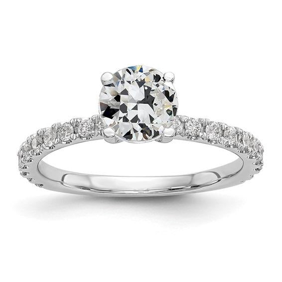 Bague Solitaire Avec Accents Rond Vieux Véritable Diamant Mineur 3 Carats